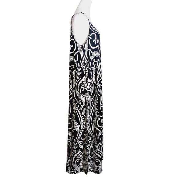 MSK, Black & White Paisley Sleeveless Maxi Dress, EUC, Beachy, Vacation, Boho - Picture 6 of 16